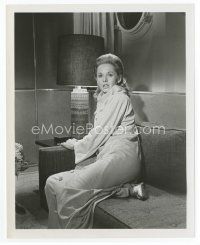 1m779 TIPPI HEDREN 8x10 still '64 looking scared on couch from Alfred Hitchcock's Marnie!