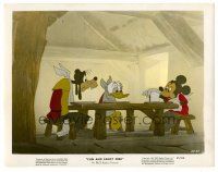 1m067 FUN & FANCY FREE color 8x10 still '47 Goofy, Donald & Mickey sitting at table starving, Disney