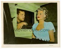 1m085 LADY FROM SHANGHAI color 8x10 still '47 Orson Welles looks at Rita Hayworth in carriage window