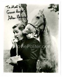 1p226 ALAN YOUNG signed 8x10 REPRO still '80s talking on phone next to smiling Mr. Ed the horse!