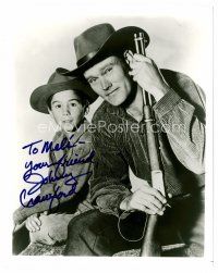 1p257 JOHNNY CRAWFORD signed 8x10 REPRO still '80s great portrait with Chuck Connors from Rifleman!