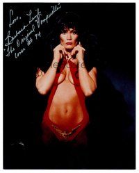 1p233 BARBARA LEIGH signed color 8x10 REPRO still '80s sexy portrait of the original Vampirella!