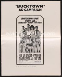 1p143 BUCKTOWN pressbook '75 artwork of Pam Grier, Fred Williamson & Thalmus Rasulala!