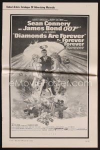 1p148 DIAMONDS ARE FOREVER pressbook '71 art of Sean Connery as James Bond by Robert McGinnis!
