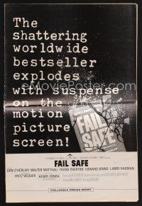 1p156 FAIL SAFE pressbook '64 the shattering worldwide bestseller directed by Sidney Lumet!