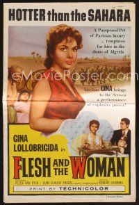1p168 FLESH & THE WOMAN pressbook '58 sexy Gina Lollobrigida is hotter than the Sahara!