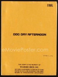 1p189 DOG DAY AFTERNOON revised final draft script October 1, 1974, screenplay by Frank Pierson!