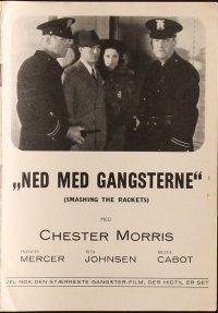 1p349 SMASHING THE RACKETS Danish program '38 different images of Chester Morris & Frances Mercer!