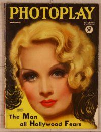 1p090 PHOTOPLAY magazine November 1933, fantastic art of Marlene Dietrich by Earl Christy!