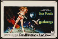1r605 BARBARELLA Belgian '68 sexiest sci-fi art of Jane Fonda by Robert McGinnis, Roger Vadim!