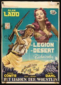 1r635 DESERT LEGION Belgian '53 art of Alan Ladd in the French Foreign Legion & sexy Arlene Dahl!