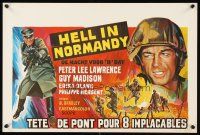 1r674 HELL IN NORMANDY Belgian '68 Guy Madison, Peter Lee Lawrence, cool WWII art!