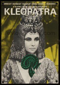 1r251 CLEOPATRA Slovak 11x16 '66 cool Hilmar art of Elizabeth Taylor w/snake!