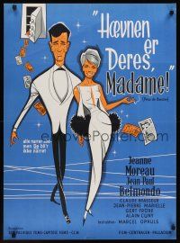 1r394 BANANA PEEL Danish '63 cool artwork of Jeanne Moreau & Jean-Paul Belmondo!