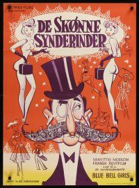 1r407 DE SKONNE SYNDERINDER Danish '55 wacky art of sexy naked Blue Bell Girls & mustached man!
