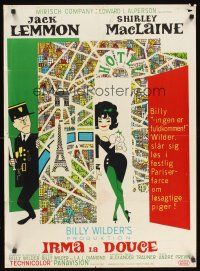1r431 IRMA LA DOUCE Danish '63 Billy Wilder, great art of Shirley MacLaine & Jack Lemmon!
