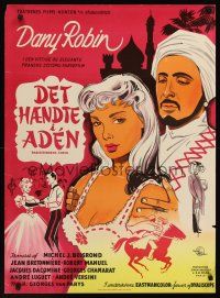 1r432 IT HAPPENED IN ADEN Danish '57 Dany Robin, Andre Luguet, cool romantic art!