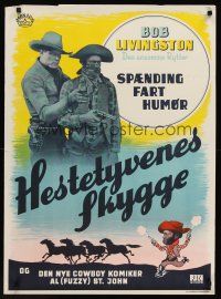 1r486 WILD HORSE RUSTLERS Danish '40s Bob Livingston as The Lone Rider, Al 'Fuzzy' St. John!