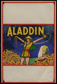 1r059 ALADDIN stage play English double crown '30s stone litho of female lead w/lamp & treasure!