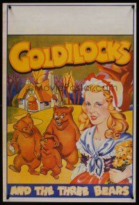 1r061 GOLDILOCKS & THE THREE BEARS stage play English double crown '30s cool stone litho art!
