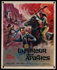 1r210 APACHE RIFLES French 15x21 '64 cool Grinsson artwork of cowboy Audie Murphy!