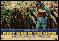 1r374 FIRST MEN IN THE MOON 3 Ital/Eng photobustas '64 Ray Harryhausen, H.G. Wells!