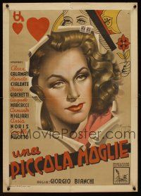 1r385 UNA PICCOLA MOGLIE Italian photobusta '43 playing card design & Gargiulo art of Assia Noris!