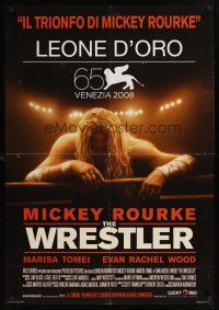 1r370 WRESTLER Italian lrg pbusta '08 Darren Aronofsky, cool image of Mickey Rourke on the ropes!