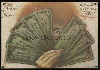 1r591 WIZYTA STARSZEJ PANI commercial Polish 27x38 '89 Gorowski art of American money!