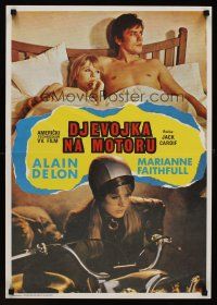 1r143 GIRL ON A MOTORCYCLE Yugoslavian '68 sexy biker Marianne Faithfull w/Alain Delon!