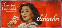 1s166 SCHAEFER BEER billboard poster '48 sexy Hedy Lamarr holding nearly empty glass of beer!