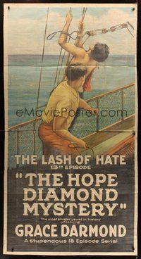 1s129 HOPE DIAMOND MYSTERY chapter 13 3sh '21 stone litho of man whipped on ship, The Lash of Hate!