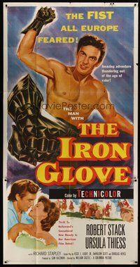 1s133 IRON GLOVE 3sh '54 art of barechested Robert Stack who had the fist all Europe feared!
