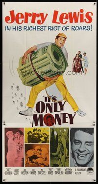 1s134 IT'S ONLY MONEY 3sh '62 wacky private eye Jerry Lewis carrying enormous wad of cash!