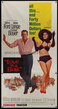 1s140 LOVE IS A BALL style B 3sh '63 full-length Glenn Ford & Hope Lange in sexy bikini!