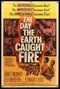 1s322 DAY THE EARTH CAUGHT FIRE 40x60 '62 Val Guest sci-fi, the most jolting events of tomorrow!