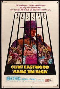 1s333 HANG 'EM HIGH 40x60 '68 Clint Eastwood, they hung the wrong man, cool art by Kossin!