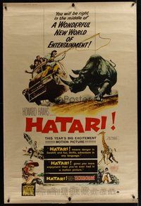 1s334 HATARI lot of 2 40x60s '62 Howard Hawks, great artwork images of John Wayne in Africa!