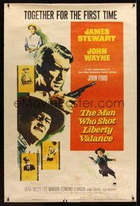 1s340 MAN WHO SHOT LIBERTY VALANCE style Y 40x60 '62 John Wayne & James Stewart, John Ford