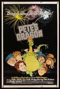 1s344 PETE'S DRAGON 40x60 '77 Walt Disney, Helen Reddy, colorful art of cast w/Pete!