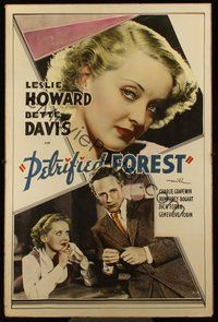 1s014 PETRIFIED FOREST Meloy Bros. 40x60 '36 Bette Davis headshot close up & with Leslie Howard!