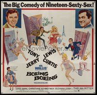 1s073 BOEING BOEING 6sh '65 different art of Tony Curtis, Jerry Lewis & sexy ladies by Jack Rickard!