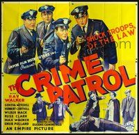 1s078 CRIME PATROL 6sh '36 fantastic stone litho of four uniformed policemen with guns drawn!