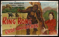 1s007 PERILS OF NYOKA 57x92 Dutch canvas painting '52 art of Kay Aldridge by giant gorilla!