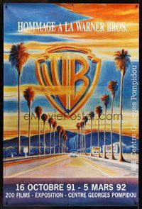 1s257 HOMMAGE A LA WARNER BROS. French 1p film festival poster '91 cool artwork of Hollywood!