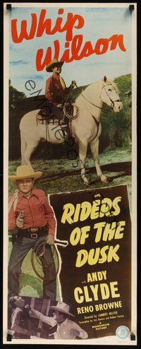 1s171 RIDERS OF THE DUSK insert '49 Whip Wilson on horse, fighting & holding gun and whip!