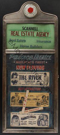 1s017 PALACE THEATRE glass & metal display frame '52 can hold window card & theater info!