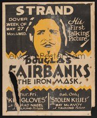 1s207 IRON MASK/KID GLOVES/STOLEN KISSES local theater WC '29 art of talking Douglas Fairbanks!