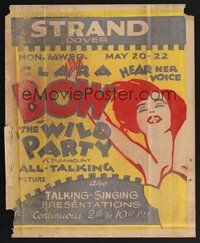 1s210 WILD PARTY local theater WC '29 hear Clara Bow's voice in this all-talking picture!