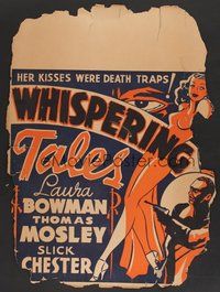 1s206 WHISPERING TALES jumbo WC '30s all black mystery, her kisses were death traps, cool art!
